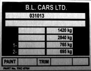 TR7 & TR8 replacement blank VIN chassis plate