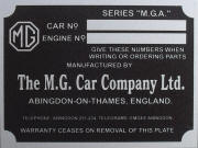 MG A replacement vin plate