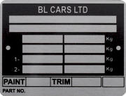 BL Cars replacement blank VIN plate 2