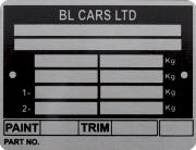 BL replacement blank VIN ploate