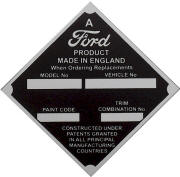 Ford replacement blank VIN plate FRTR3