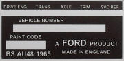 Ford replacement blank VIN plate LOT 3