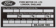 Ford replacement blank VIN plate, FES 2