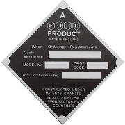 Ford replacement blank VIN plate FRHC