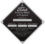 Ford replacement blank VIN plate FRTR2