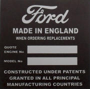Ford replacement blank VIN plate, FDR SQ