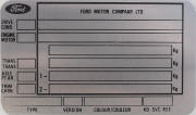 Ford blank vin chassis plate english