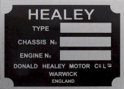 Healey replacement blank VIN chassis plate