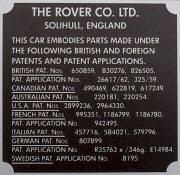 Land Rover patents plate