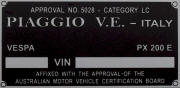 Replacement Piaggio blank VIN frame plate