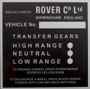 Rover replacement transfer gears plate