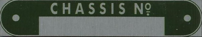 Austin 7 seven green replacement VIN Chassis plate